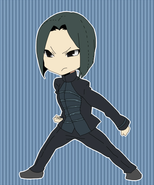 black_eyes, black_hair, bob_cut, chibi, fate/zero, fate_(series), hisau_maiya, short_hair, solo, tsurime, yurikawa_akira