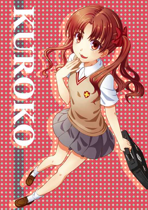 angelsyndrome, brown_eyes, brown_hair, long_hair, school_uniform, shirai_kuroko, sweater_vest, to_aru_kagaku_no_railgun, to_aru_majutsu_no_index, twintails