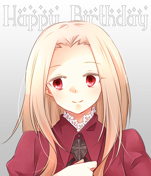 birthday, fate/zero, fate_(series), irisviel_von_einzbern, long_hair, red_eyes, solo, umeda210, white_hair