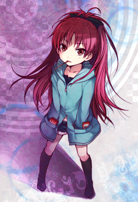 boots, bow, casual, denim, denim_shorts, hair_bow, hair_ribbon, hands_in_pockets