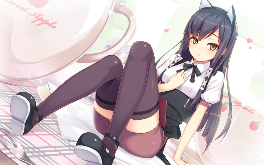 animal_ears, black_hair, gin_(artist), sakura_musubi, thigh-highs