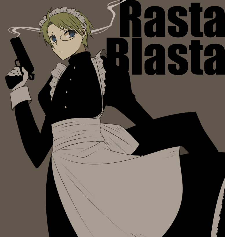 ahoge, america_(hetalia), axis_powers_hetalia, blonde_hair, blue_eyes, cocked_hammer, crossdressinging, error