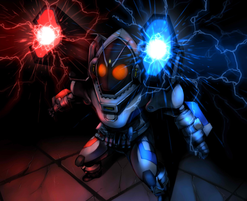 1boy, armor, bad_id, belt, cannon, dn22059, energy, highres