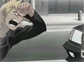 blonde_hair, car, epic, gif, mercedes_benz, midori_no_hibi, punch, sawamura_seiji