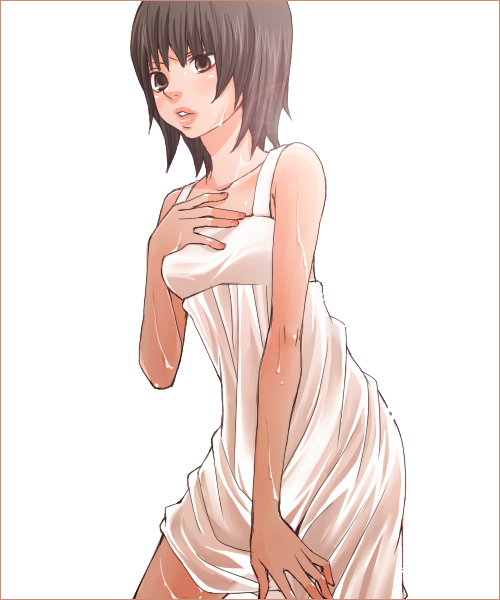 danshi_koukousei_no_nichijou, dress, emi_(danshi_koukousei), rikko_(jellyberry), tan, wet