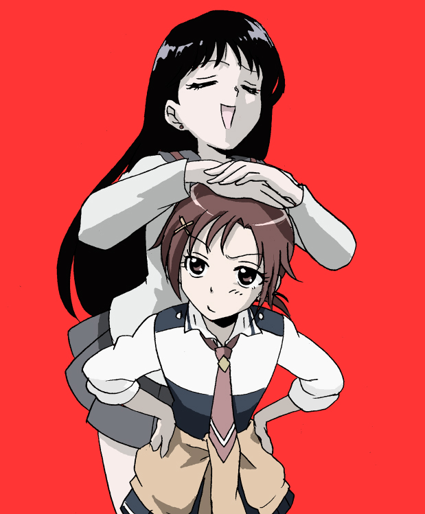 bishoujo_senshi_sailor_moon, black_hair, closed_eyes, color_connection, crossover, eyes_closed, female, hands_on_hips