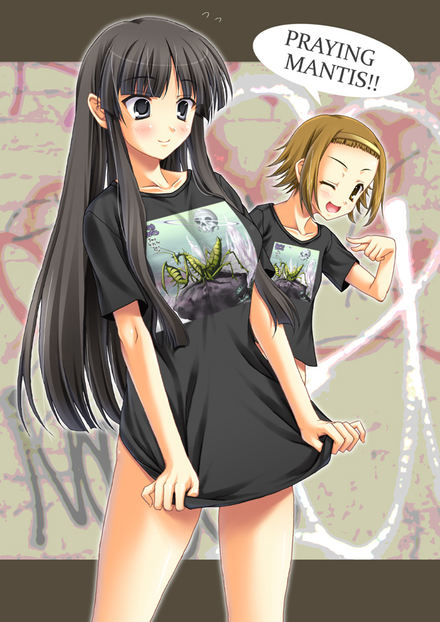 ad, akiyama_mio, bangs, black_eyes, black_hair, blunt_bangs, bottomless, brown_hair