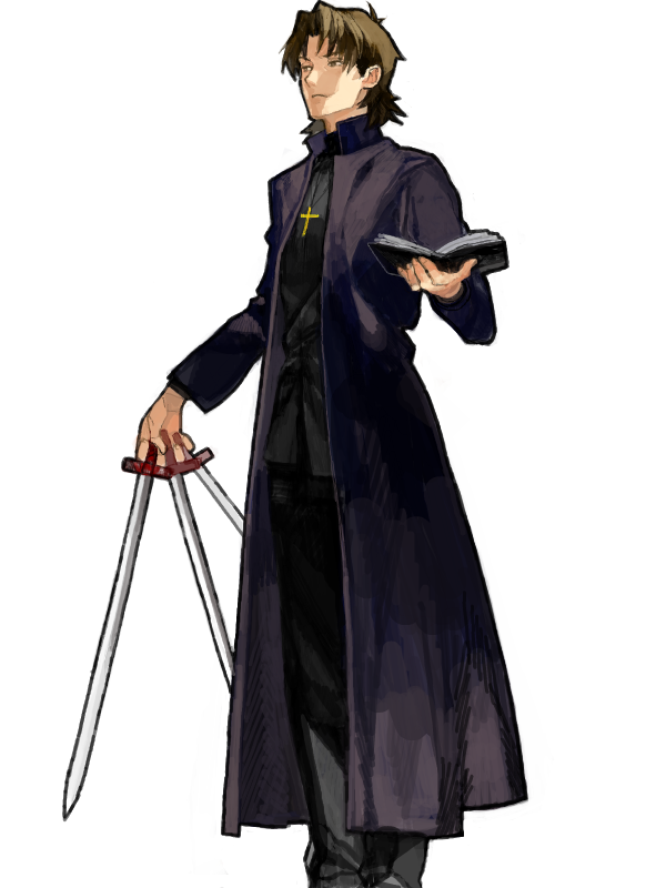 black_keys, book, brown_eyes, brown_hair, cassock, cross, cross_necklace, drawr