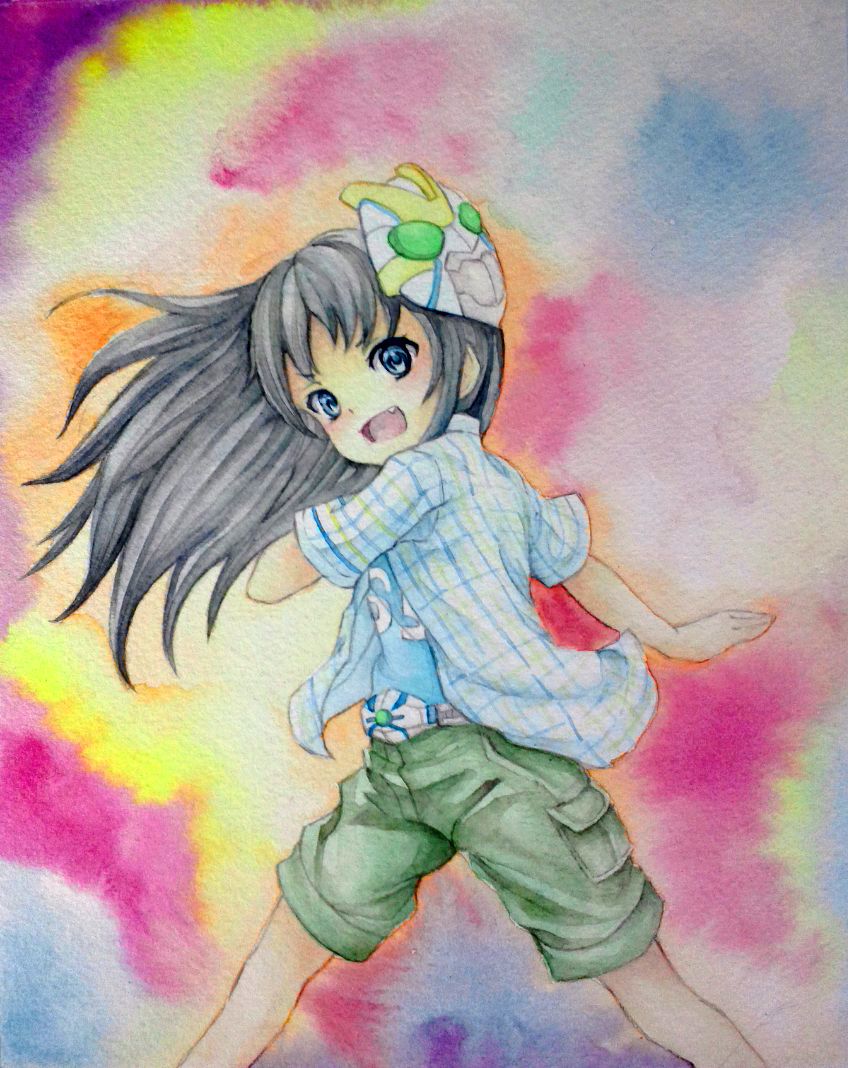 belt, black_hair, blue_eyes, character_request, fang, female, idolmaster, idolmaster_cinderella_girls