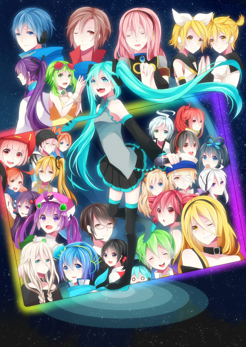 6+girls, absurdres, achiki, ahoge, akikoloid-chan, akita_neru, animal_ears, aoki_lapis