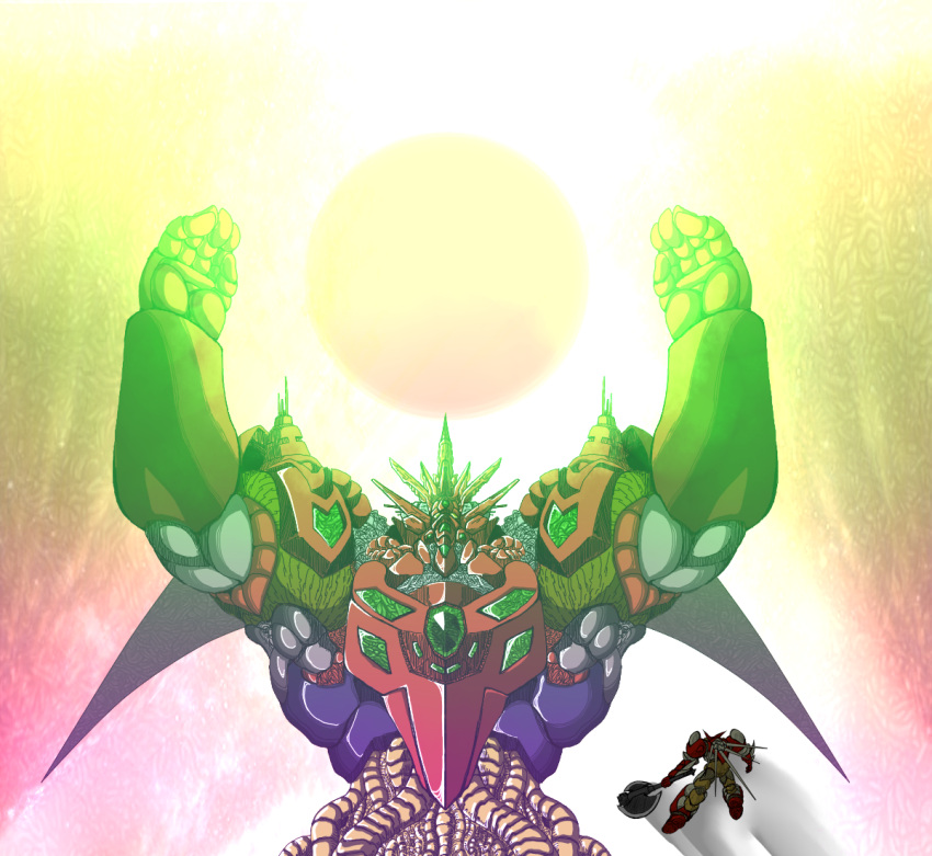 getter_arc, getter_robo, getter_robo_arc, getter_saint_dragon, getter_shin_dragon, no_humans, simple_background, spoilers