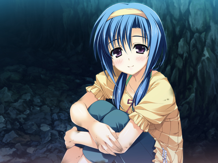 blue_hair, blush, game_cg, headband, kourin_no_machi_lavender_no_shoujo, purple_eyes, sawamura_akina, twintails