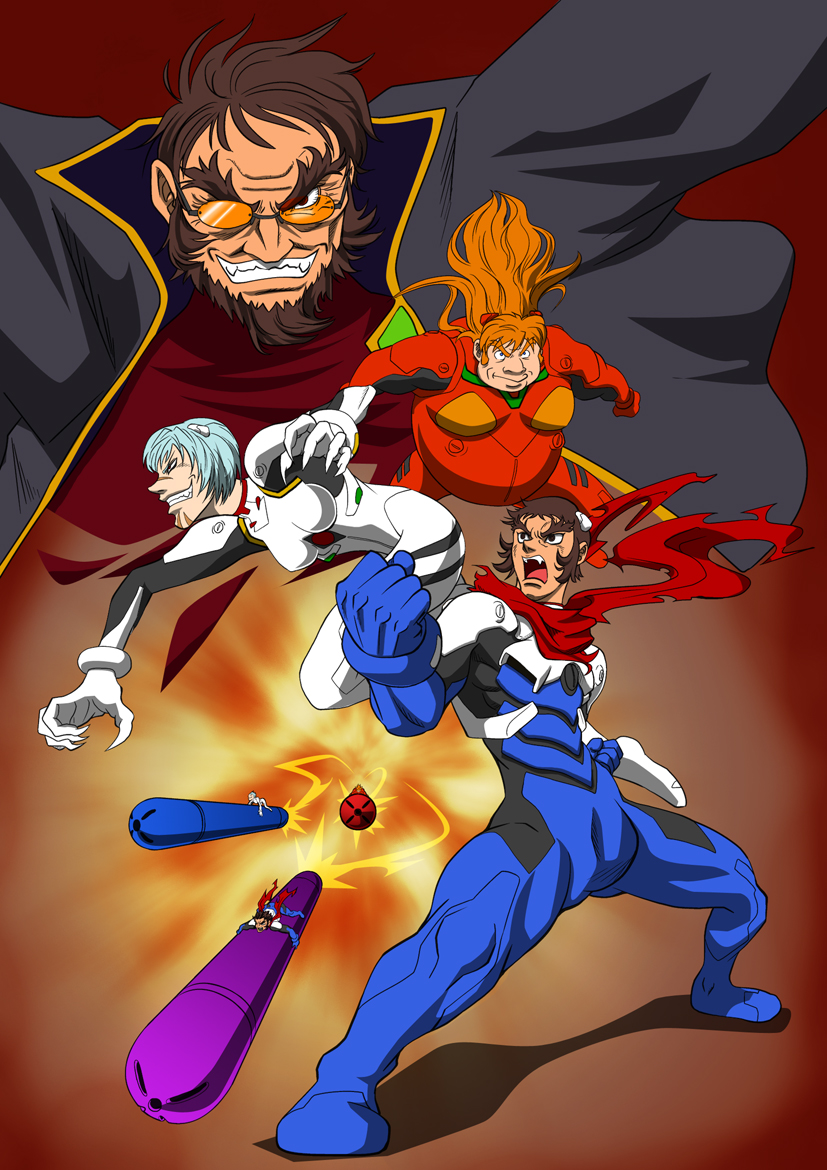 ayanami_rei, bulge, claws, crossover, entry_plug, fusion, getter_robo, getter_robo_armageddon