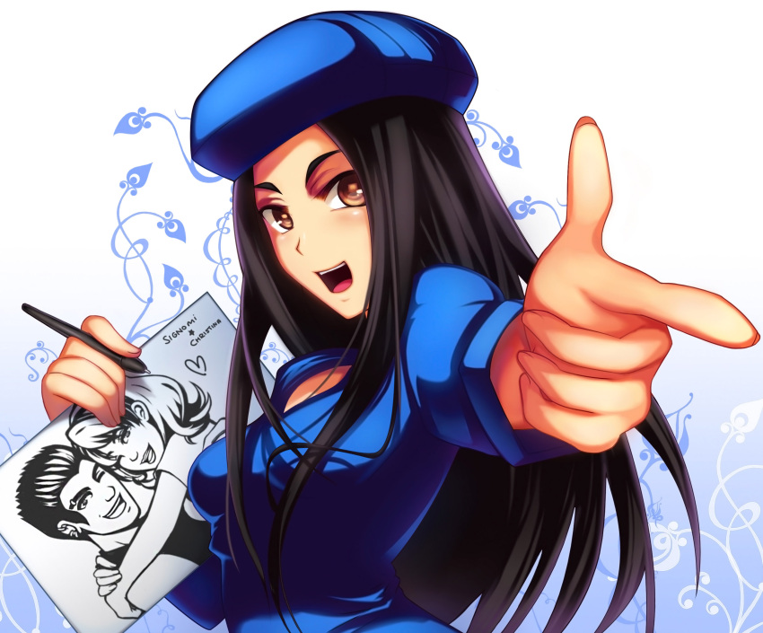 artist, beret, black_hair, brown_eyes, colt_warren, denni_fallon, hat, highres