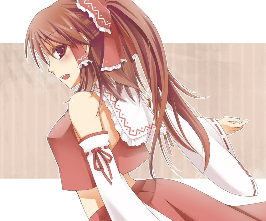 blush, bow, brown_hair, detached_sleeves, hair_bow, hair_tubes, hakurei_reimu, long_hair
