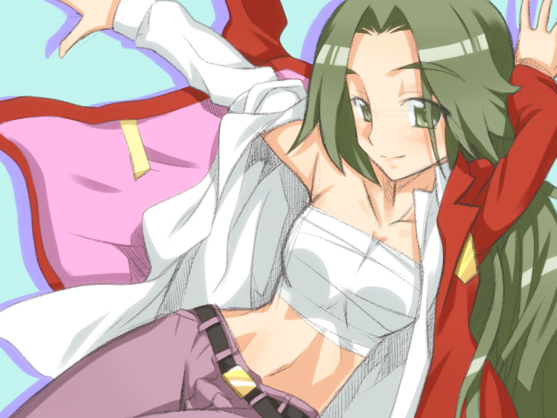 androgynous, blush, breasts, female, goidou_yui, green_eyes, green_hair, kami_nomi_zo_shiru_sekai