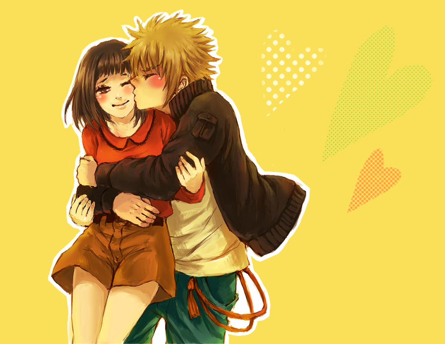 brown_eyes, brown_hair, cheek_kiss, hamazura_shiage, kiss, kiss_on_cheek, mizna, short_hair