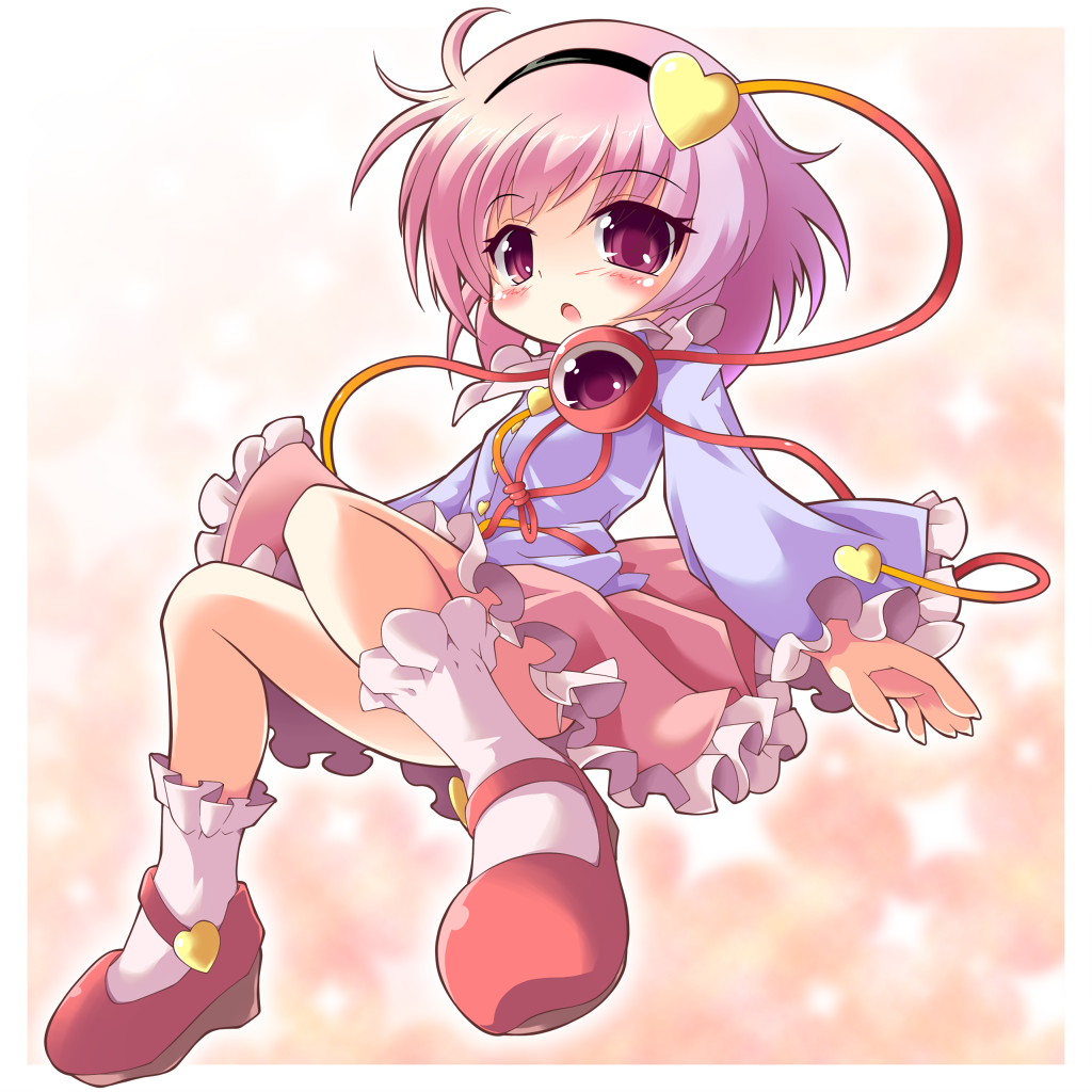 :o, hairband, heart, komeiji_satori, miokuri, pink_eyes, pink_hair, shoes
