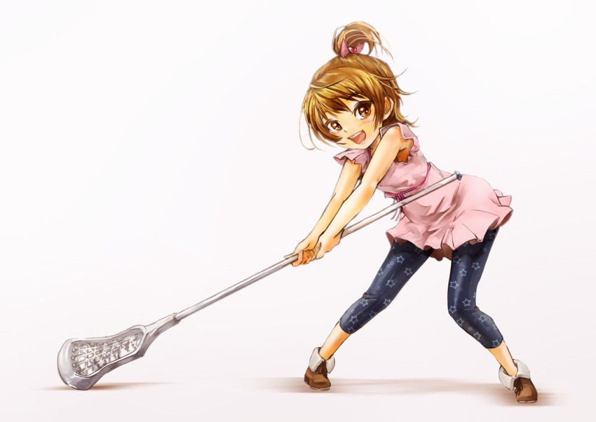 alternate_hairstyle, brown_eyes, brown_hair, child, curegolgom, futari_wa_precure, lacrosse_stick, misumi_nagisa