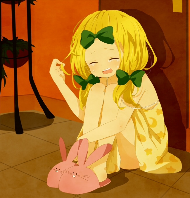 butters_stotch, long_hair, male, marjorine, ribbon, slippers, south_park, tears