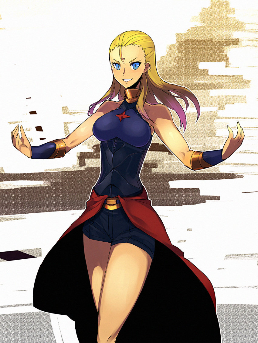 blue_eyes, bracer, breasts, corset, facial_mark, forehead_mark, genderswap, highres