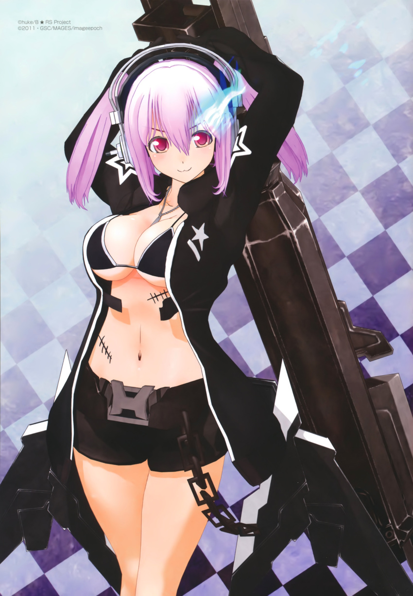 :3, absurdres, artist_request, bikini_top, black_rock_shooter, black_rock_shooter_(character), black_rock_shooter_(cosplay), black_rock_shooter_(game)