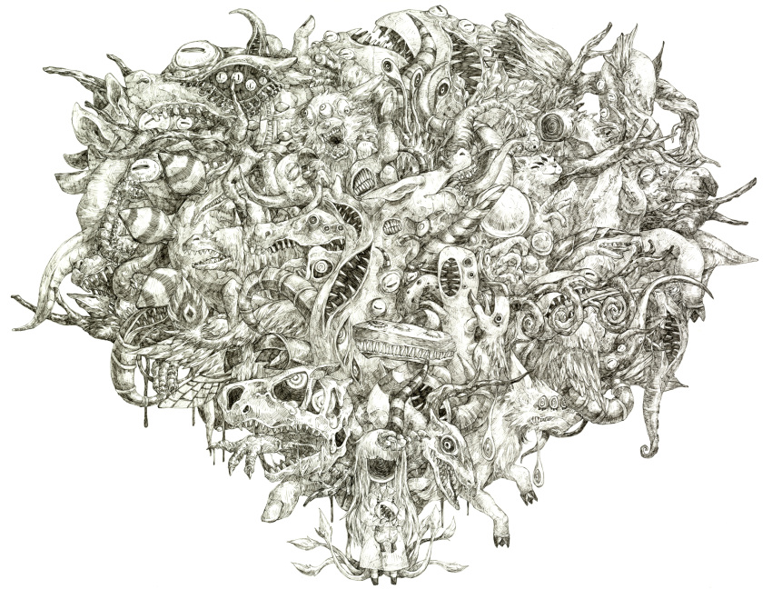 cthulhu_mythos, eldritch_abomination, eyeball, flower, hair_flower, hair_ornament, highres, kuuneru