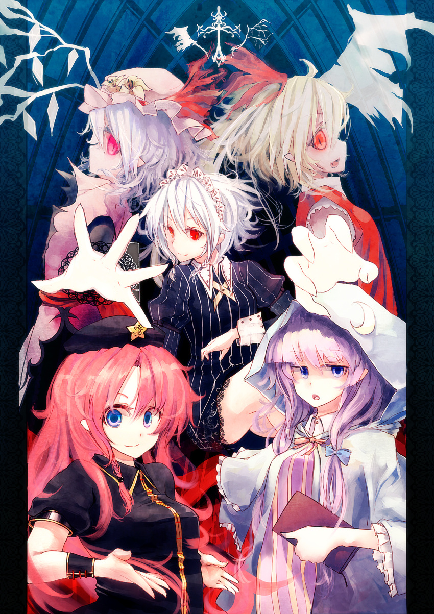 absurdres, alternate_costume, blonde_hair, blue_eyes, book, braid, fag, flandre_scarlet