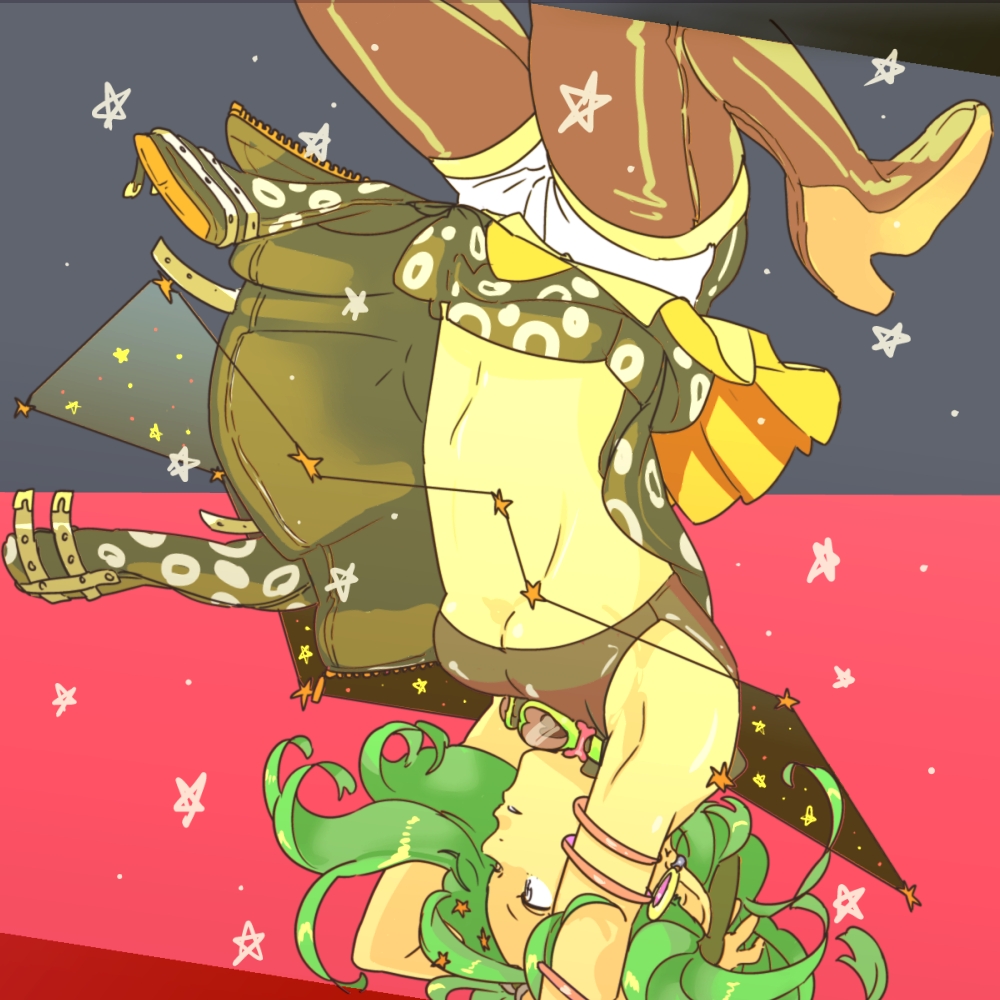 bad_id, bangle, boots, bracelet, breasts, constellation, earrings, fukayama_fugin