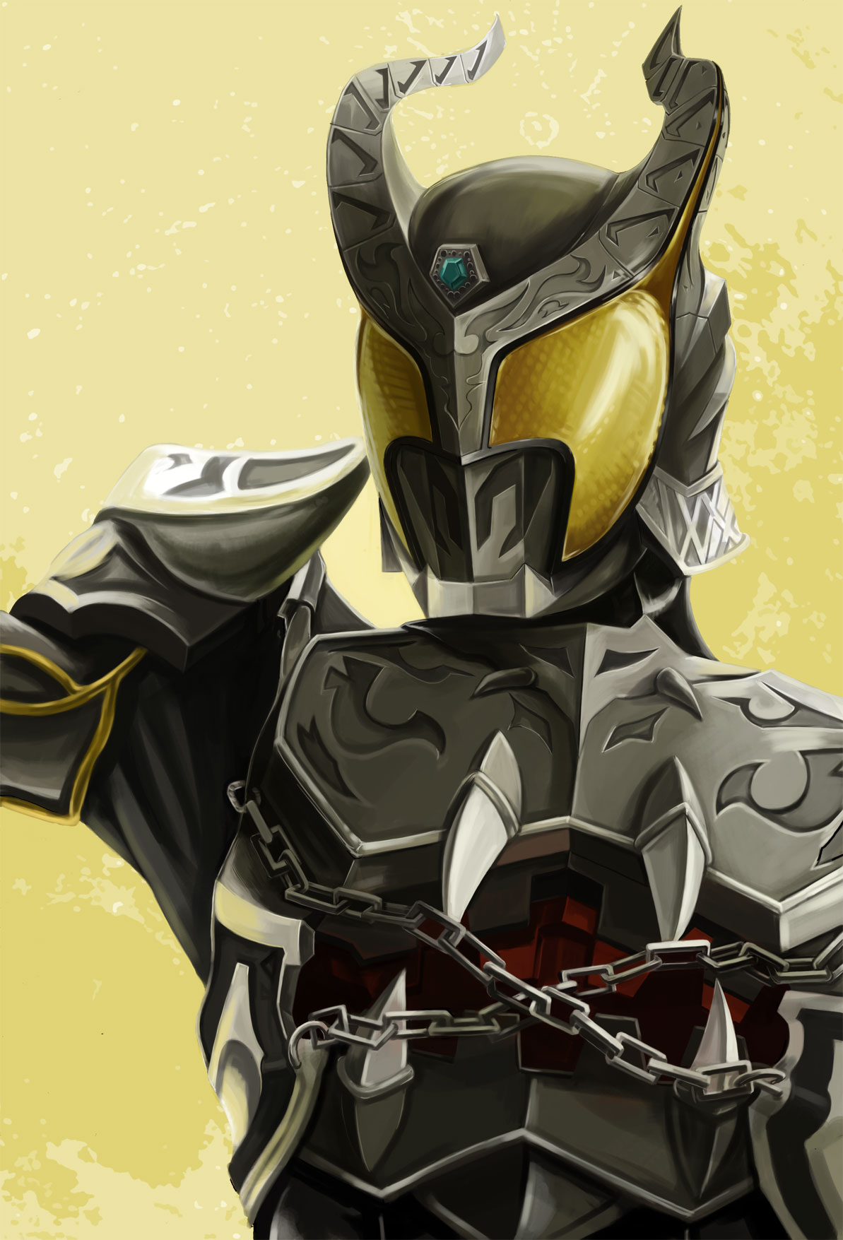 chains, highres, horns, kamen_rider, kamen_rider_arc, kamen_rider_kiva_(series), sakigaki