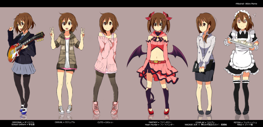 alternate_hair_length, alternate_hairstyle, bat_wings, brown_eyes, brown_hair, casual, cosplay, dress