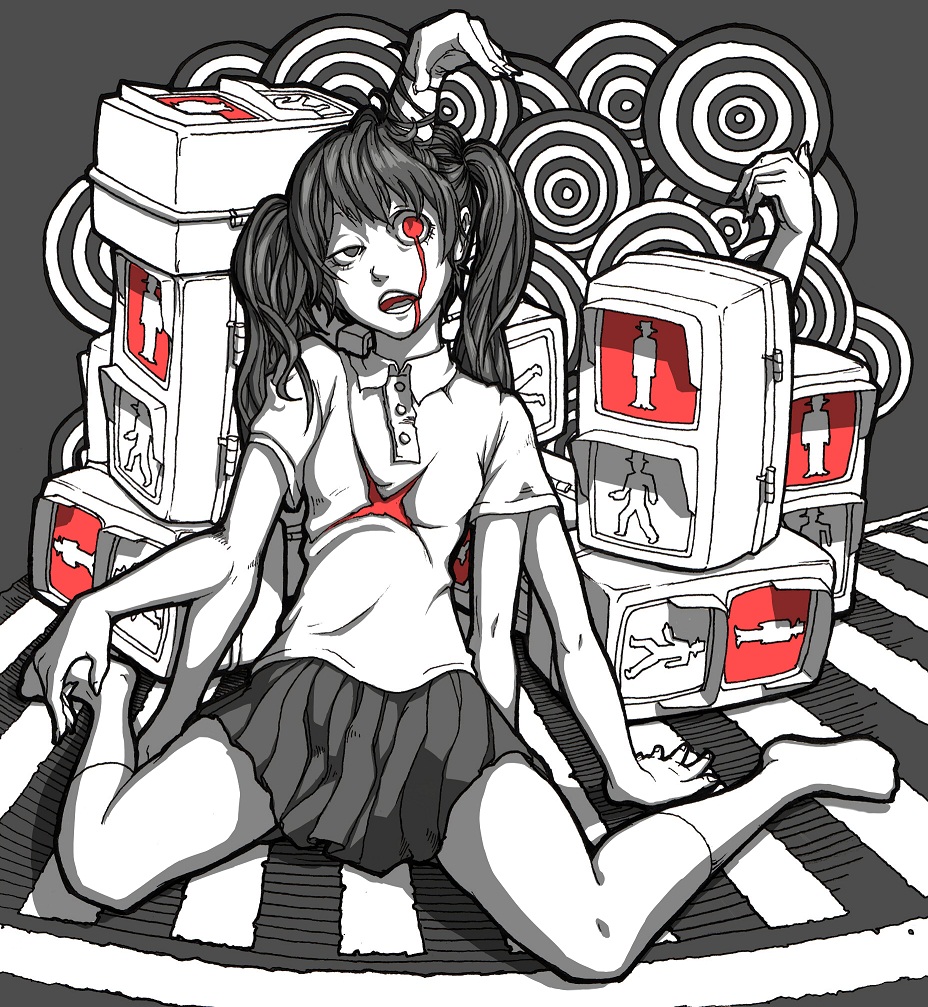 extra_arms, kona_(19911212), monoko, skirt, solo, spot_color, stoplight, traffic_light