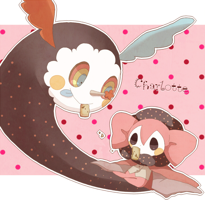 :p, charlotte_(madoka_magica), cookie, dual_persona, eating, food, mahou_shoujo_madoka_magica, manmi