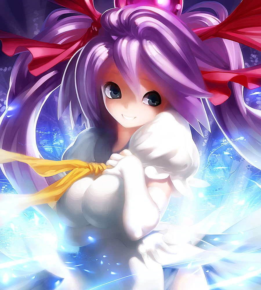 bow, elbow_gloves, gloves, hair_bow, hair_ribbon, long_hair, mushihime-sama, purple_hair