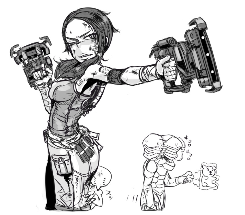 character_request, dead_space, dead_space_2, dual_wielding, ellie_langford, gun, helmet, isaac_clarke