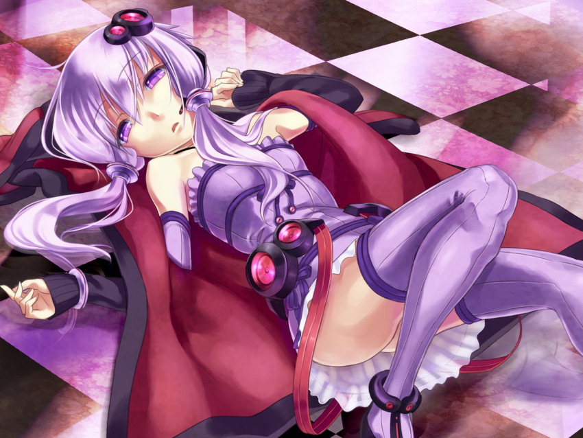 ahoge, bad_id, bare_shoulders, fry_no_tempura, hooded_jacket, jacket, long_hair, looking_at_viewer