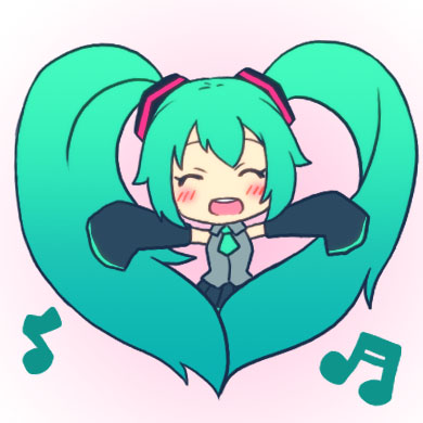 blush, chibi, closed_eyes, detached_sleeves, eyes_closed, hatsune_miku, heart_hair, ichiran