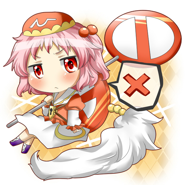 kawashiro_mitori, original, pink_hair, rebecca_(keinelove), red_eyes, sign, touhou