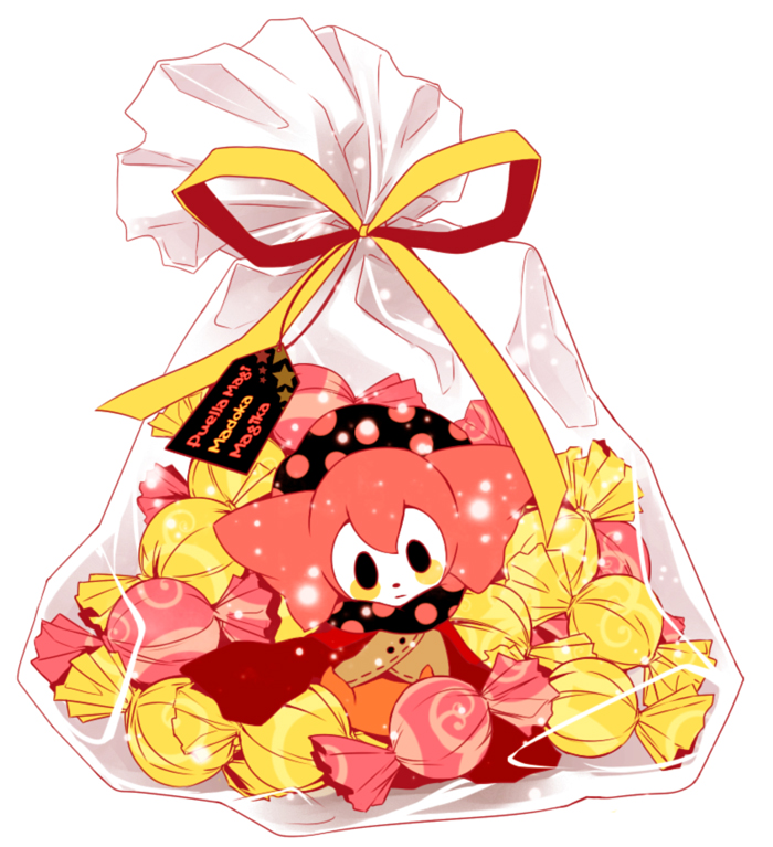 candy, charlotte_(madoka_magica), itsmefool, mahou_shoujo_madoka_magica, no_humans, ribbon, solo, sweets