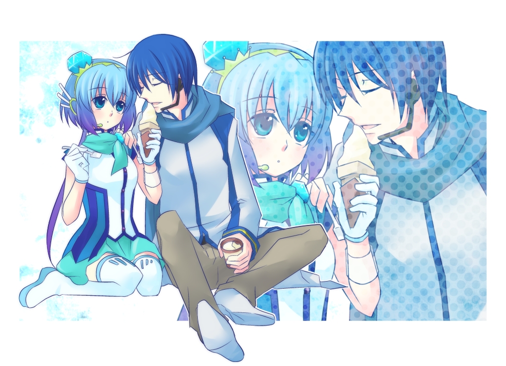 1girl, aoki_lapis, blue_eyes, blue_hair, closed_eyes, couple, diamond, eyes_closed