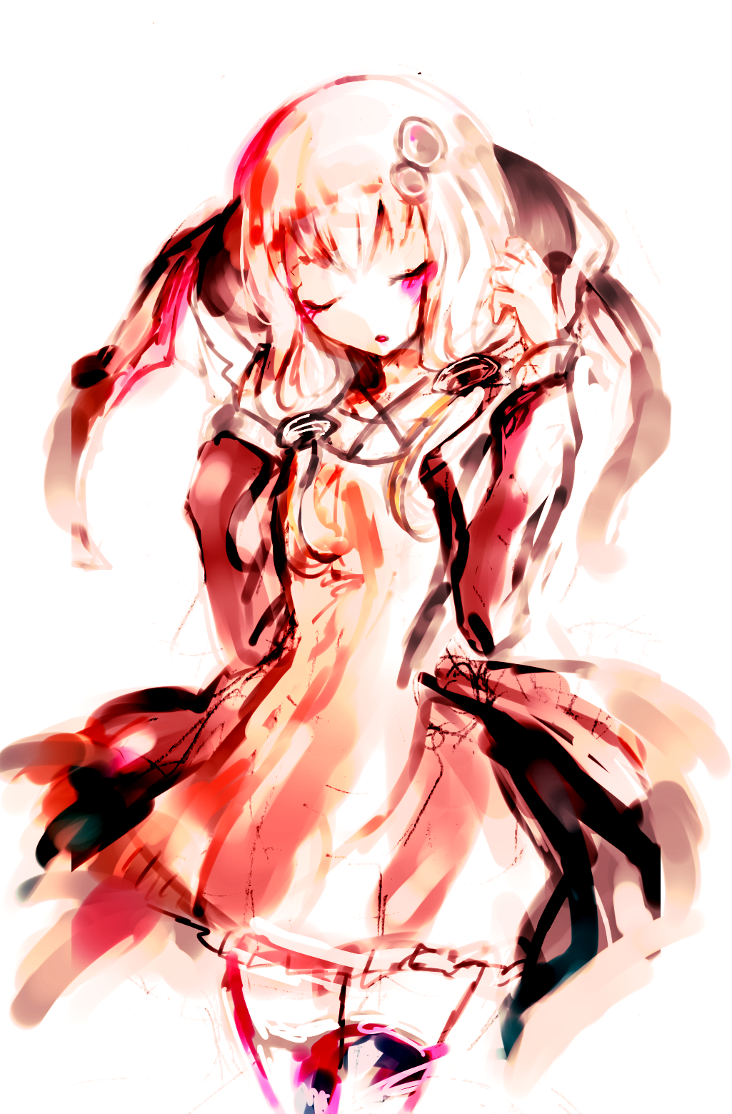 amamiya_yuumu, closed_eyes, dress, eyes_closed, hair_ornament, hairclip, highres, hoodie