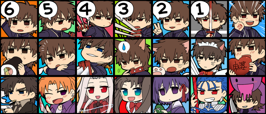animal_ears, black_hair, black_keys, blood, blood_on_face, blue_eyes, brown_eyes, brown_hair