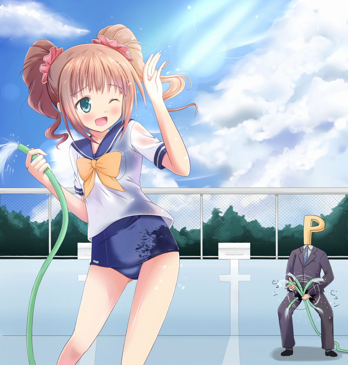 bow, brown_hair, formal, highres, idolmaster, katoyuu, open_mouth, producer_(idolmaster)