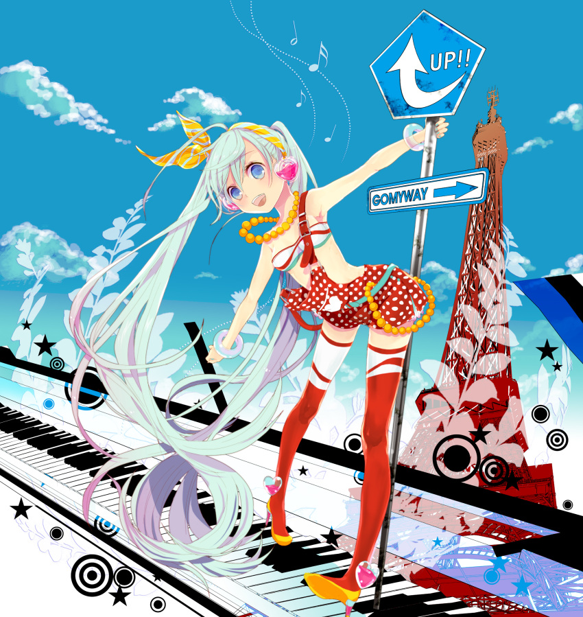 aqua_hair, blue_eyes, cola_miku, hatsune_miku, headphones, high_heels, highres, jewelry