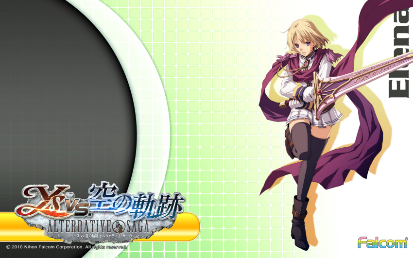 1920x1200, black_legwear, blonde_hair, character_name, elena_stoddart, enami_katsumi, falcom, gloves