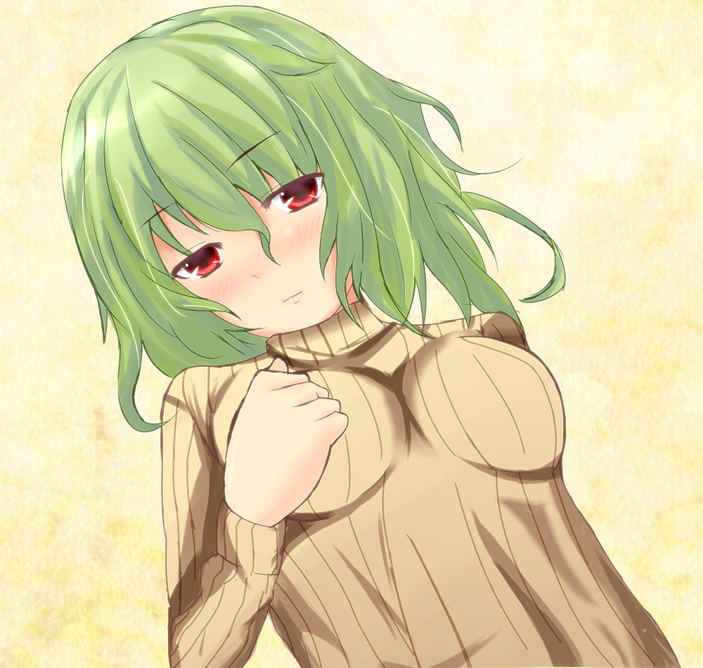 green_hair, hyaa, kazami_yuuka, red_eyes, ribbed_sweater, sweater, touhou, youkai