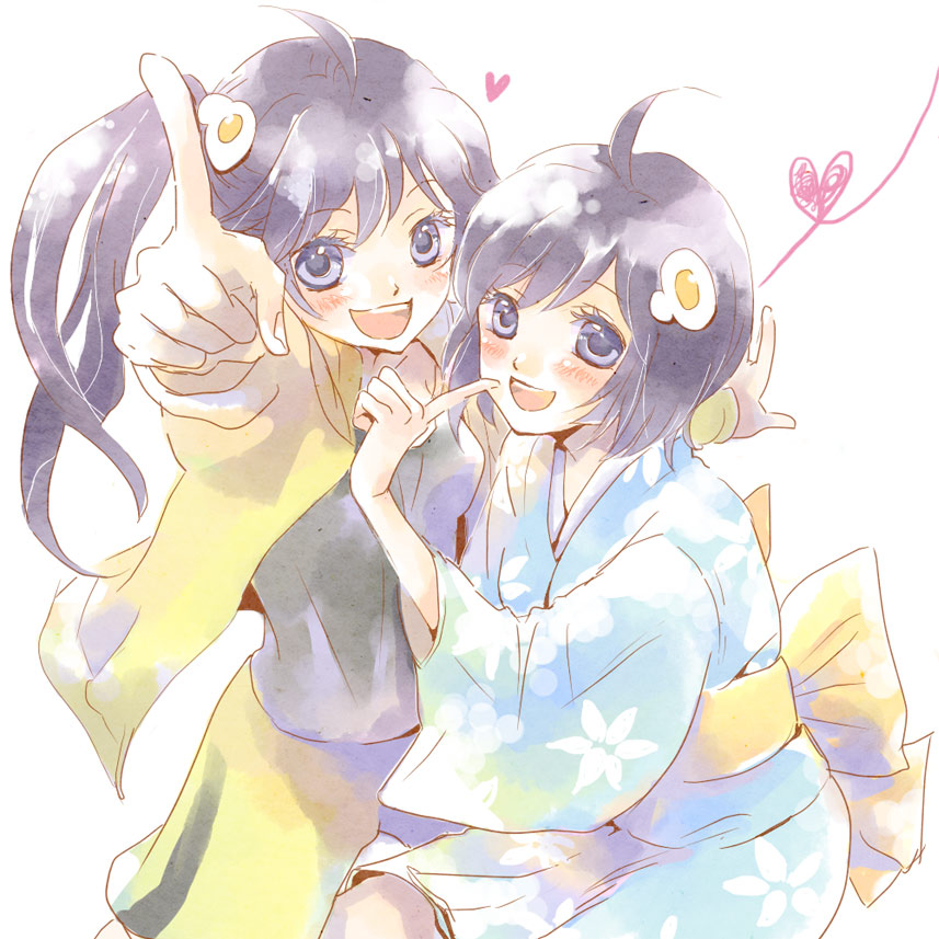 araragi_tsukihi, black_eyes, black_hair, long_hair, machita, monogatari_(series), nisemonogatari, pointing