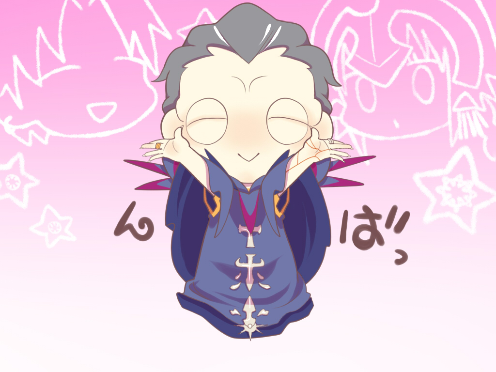 a-very-merry-unbirthday-to-you, buri_hamachi, caster_(fate/zero), chibi, closed_eyes, eyes_closed, fate/zero, fate_(series)