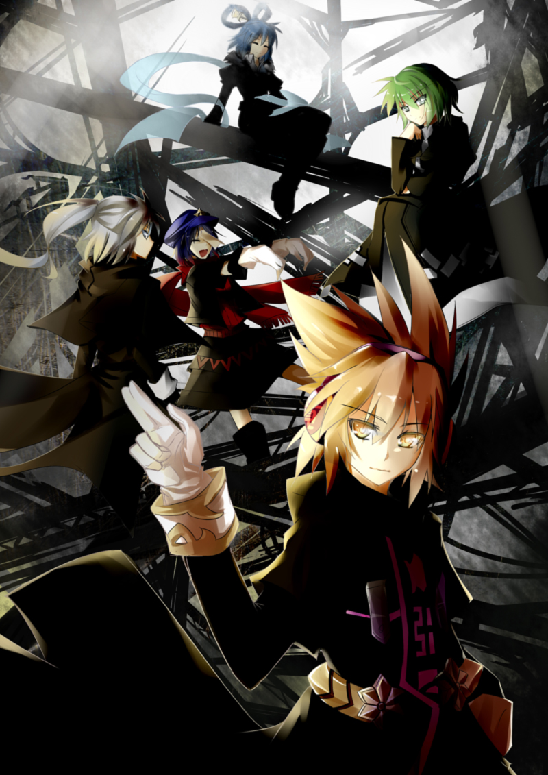 ^_^, alternate_costume, bad_id, blue_hair, brown_eyes, brown_hair, capelet, closed_eyes