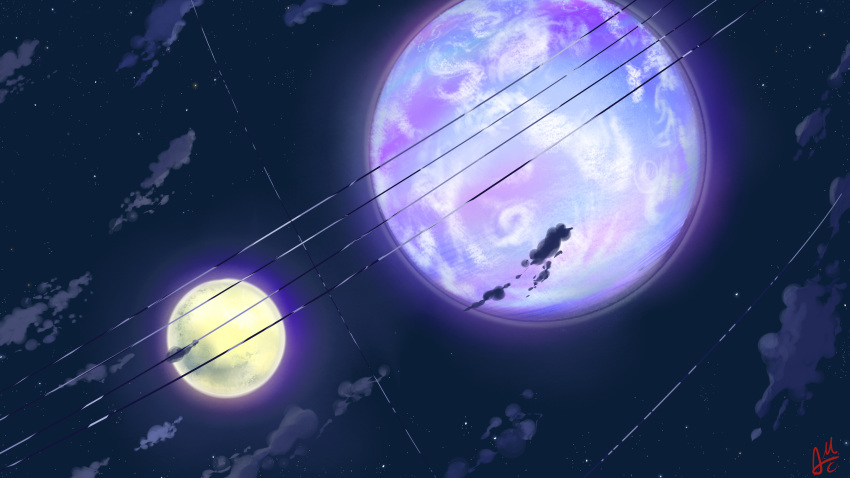 blue, cloud, highres, mac_naut, moon, multiple_moons, night, night_sky